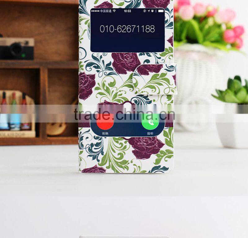 2015 high quality flower flip leather case cover for LG L20