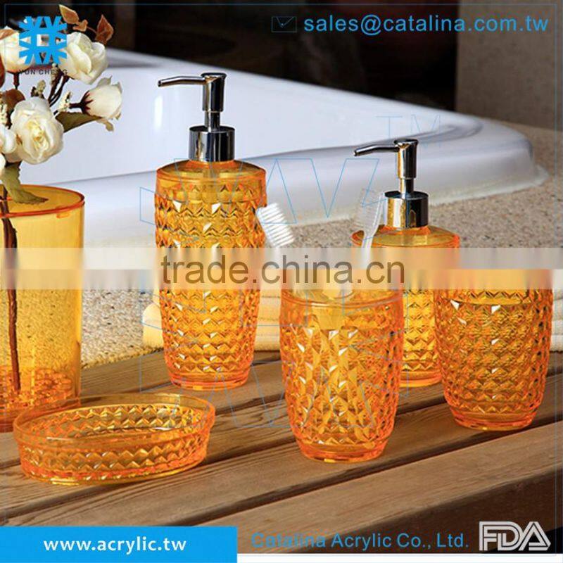 Taiwan Manufacturer High Quality Soap Dispenser Dish Holder Toothbrush Cotton Jar Lotion Water Tumbler Acrylic Bathroom Supplies