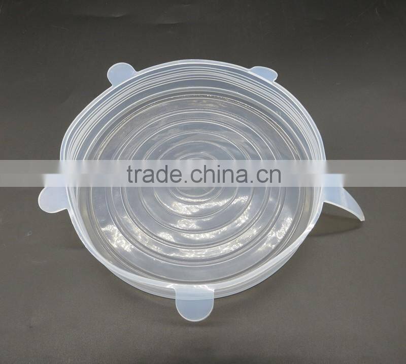 New Wholesale FDA food grade bpa free clear 6 sizes container replacement reusable as seen on tv silicone stretch lid