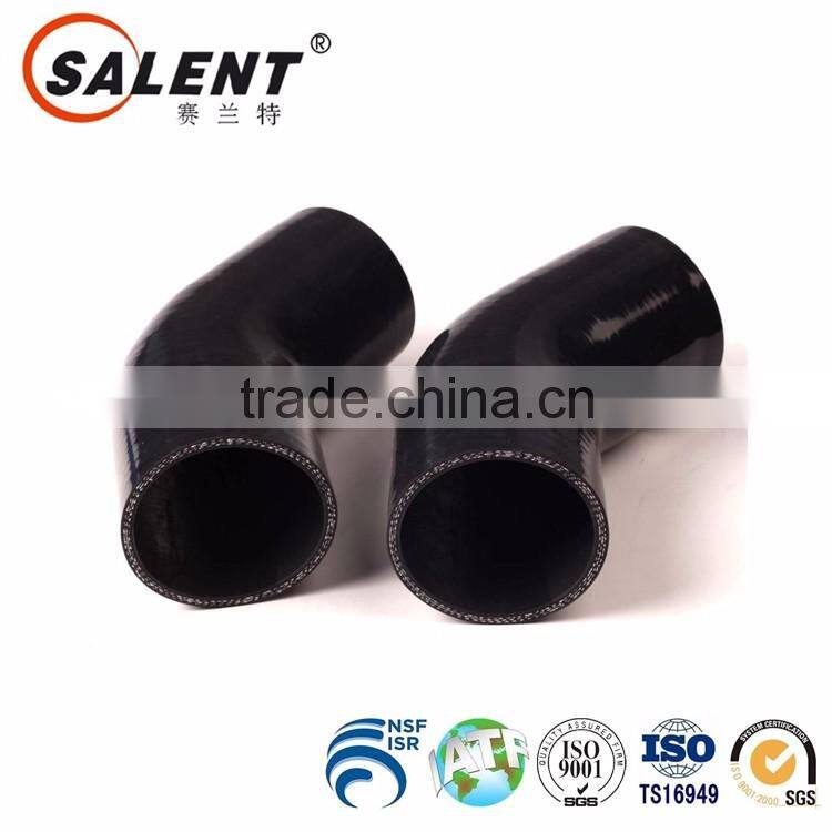 3'' 76mm high temperature reinforced automotive black elbow 45 degree silicone hose
