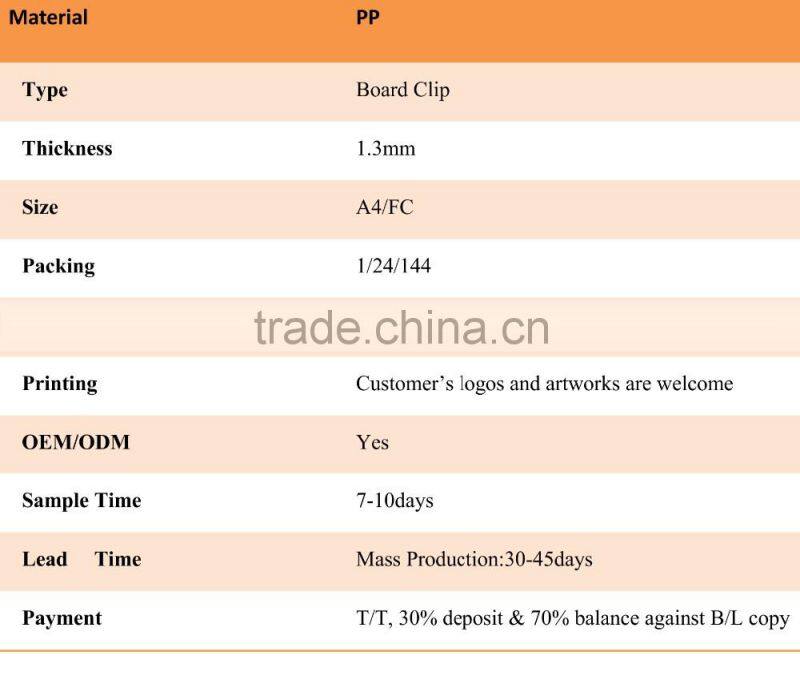 New design products, A4 PP folder file with board clip, office board clip file folder