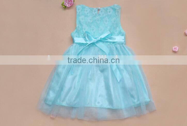 Light yellow dress for girl, party dress for girl, lovely hot sale lace girl skirt, non-sleeve girl dress