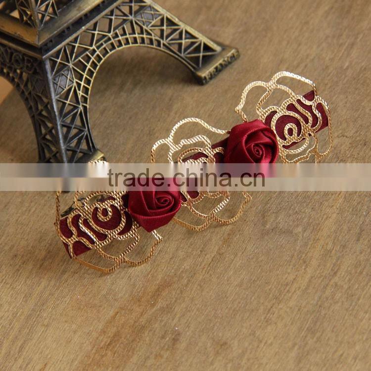 MYLOVE women alligator clips gold rose barrette