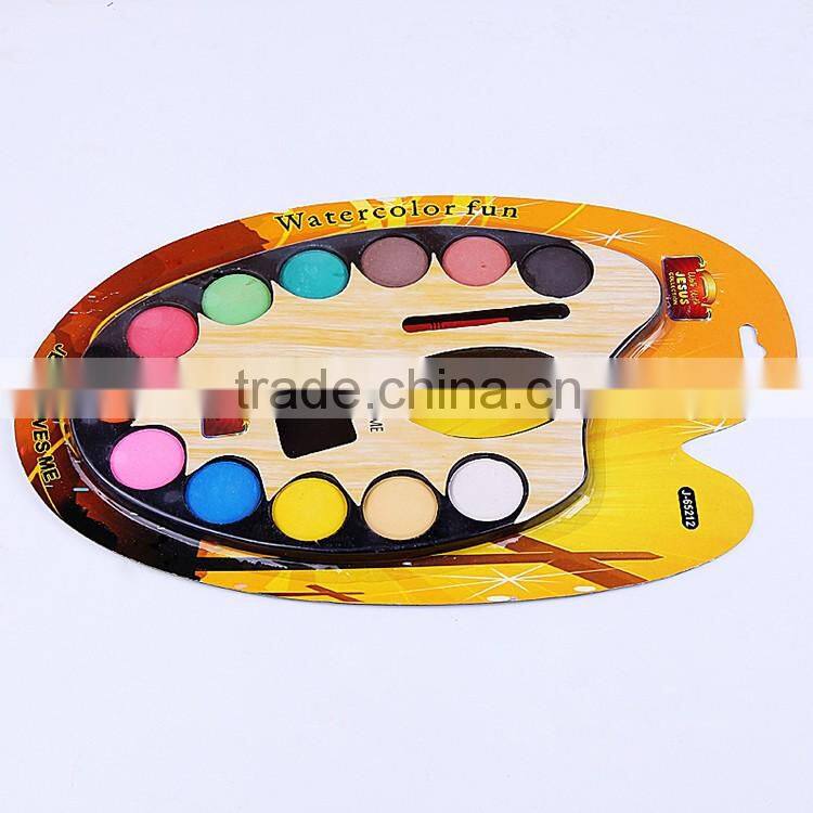 2016 New Design Solid Water Color Cake With Plastic Palette, Children Drawing DIY Watercolor With Brush