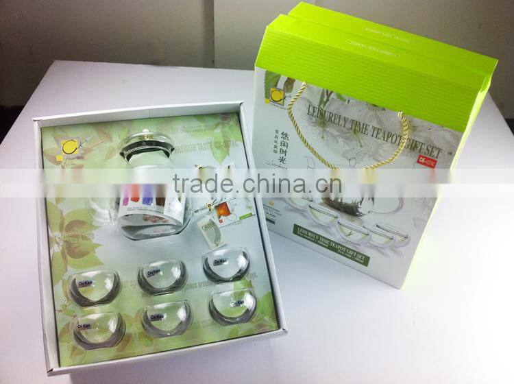 Heat Resistant Glass tea gift set with six cups