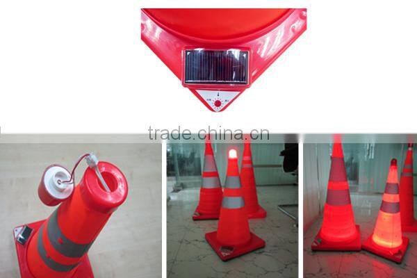 Solar LED Collapsible Traffic Cone For Road Construction