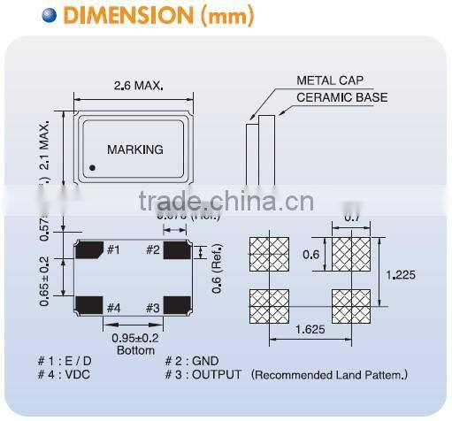 2.5x2.0mm SMD Crystal Oscillator (2.5V)