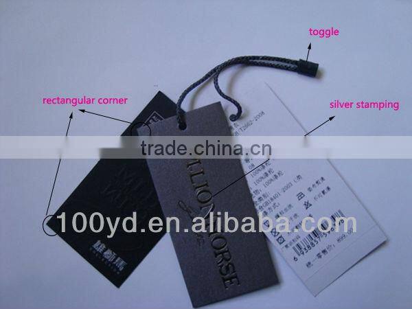 2016 China thick white cardboard wholesale embossing tags printing