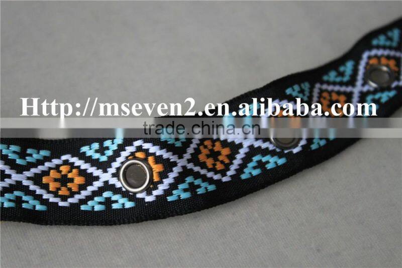 good looking multicolor embroidery diamond pattern metal eyelet ribbon for sale