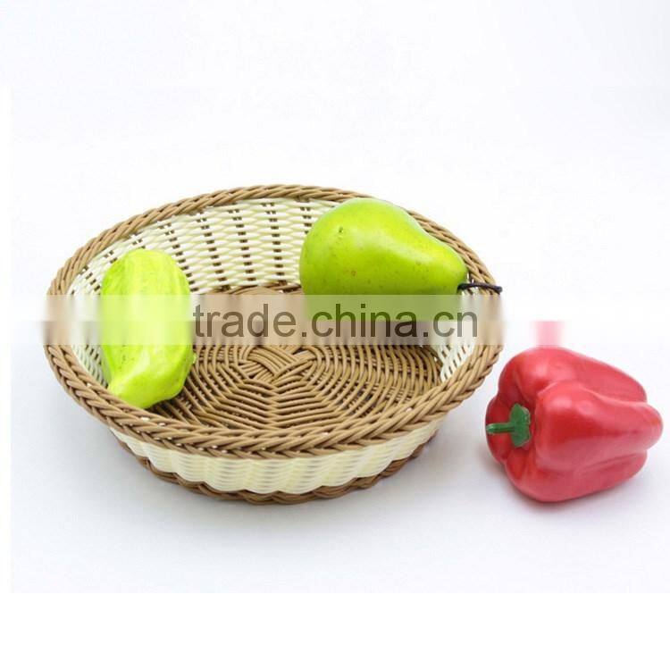 Set of 5 design eco-friendly plastic wicker woven fruit bread basket mini baskets wholesale