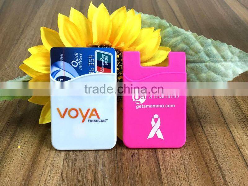 Cuntom made 3M adhesive smart phone pocket/silicone phone card holder