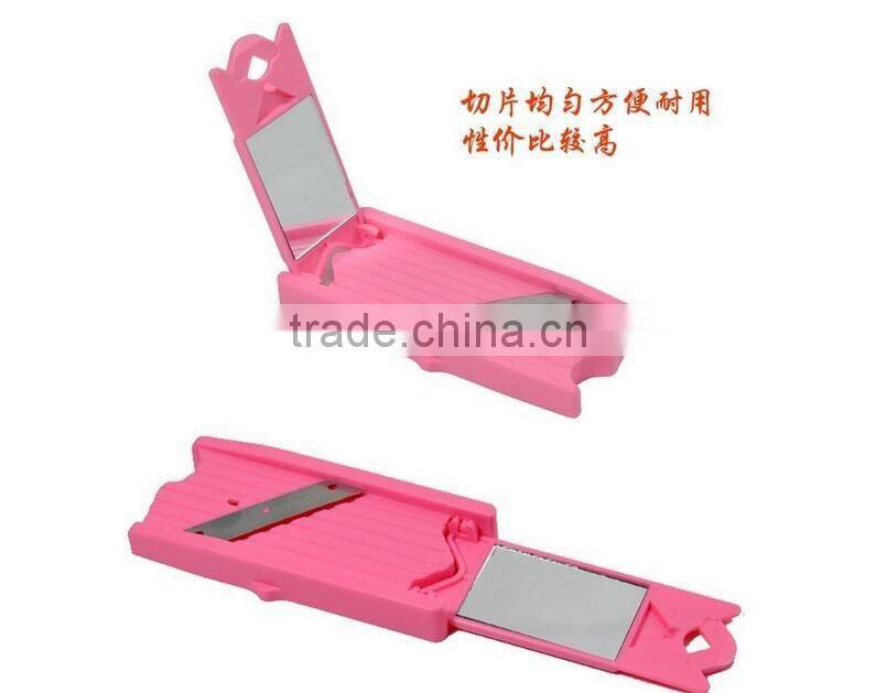 CY128 Built in Mirror Fruit Cucumber Slicer Cutter Facial Mask Tool Pink