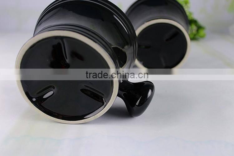Home & garden bathroom accessories ceramic black shaving bowl