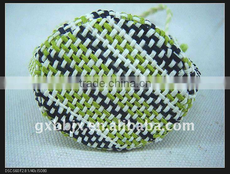 Green cotton&paper rope round small handbags women bags