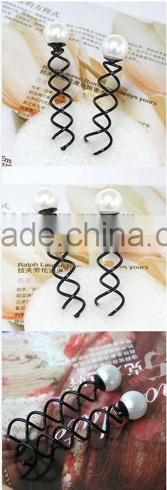 Personalized hairpin black Hair Stick Vintage Pearl Spiral Hairpin