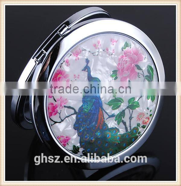 Customized metal crafts peacock animal mirror for make up factory