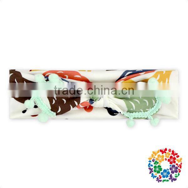 cheap baby girl yellow pineapple pom pom knot headband