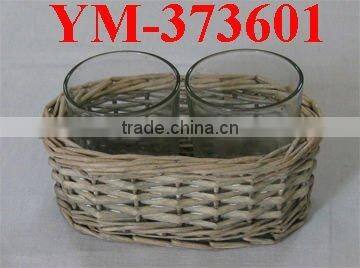 cheap wicker candle holder for three candle