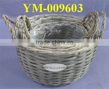 Round Willow Basket For Flowers with handle.