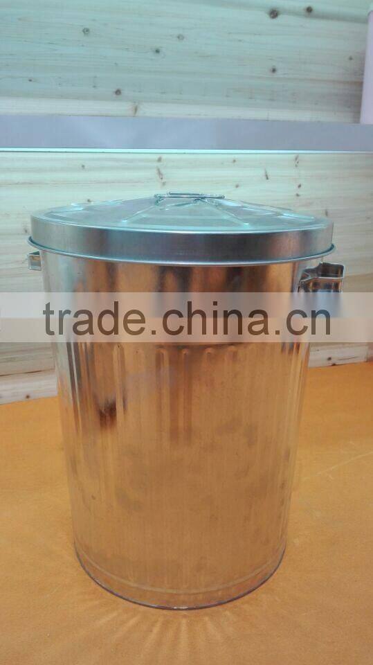 75L Large Vintage Galvanized Metal Trash Can Garbage Bin Waste Bin with Handle