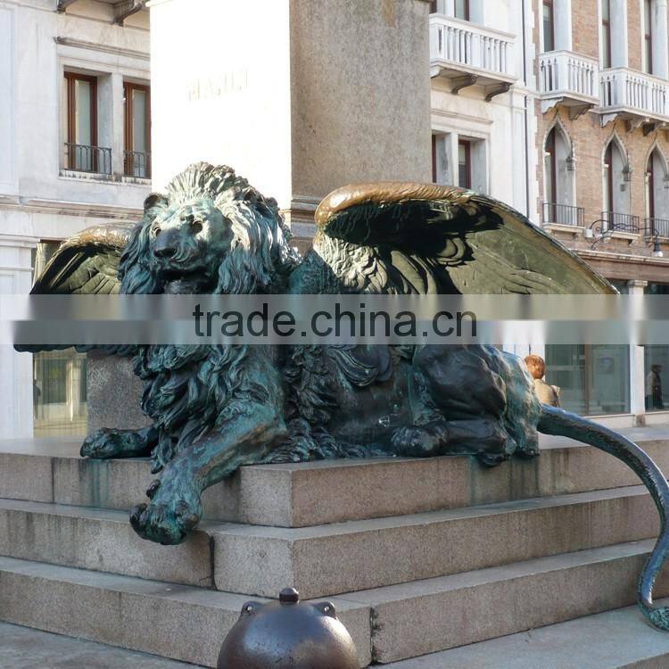 Hot sale China brand wholesale bronze lion with wings statue