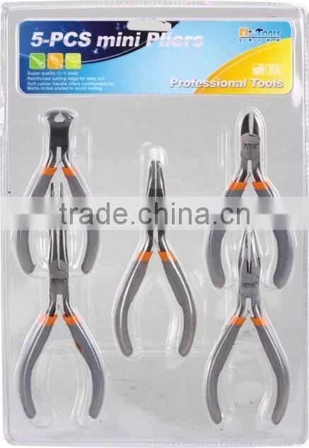 5PCS european type mini pliers set(4.5" combination pliers/4.5" diagonal pliers/4.5"bent nose pliers/4.5"long nose pliers/5.75"n