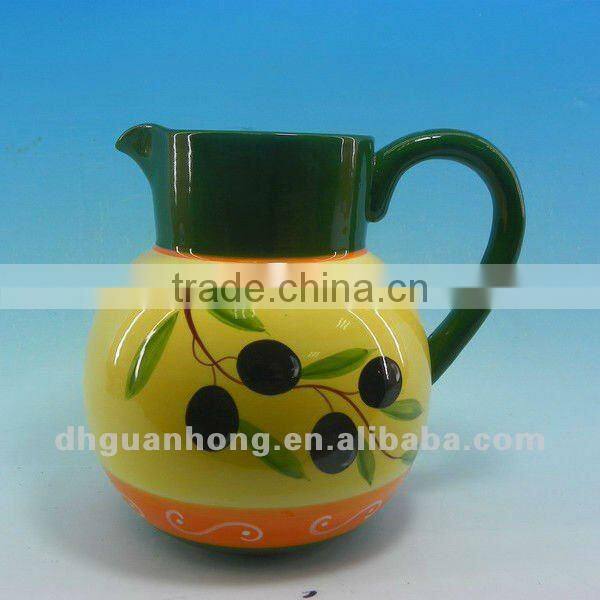 USA hot sale huge ivory DeHua ceramic water pitcher with handle