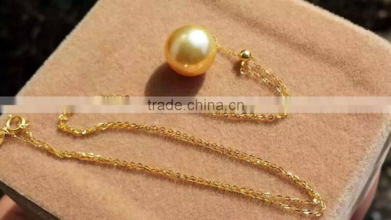natural 9-10mm golden south sea pearl pendant necklace