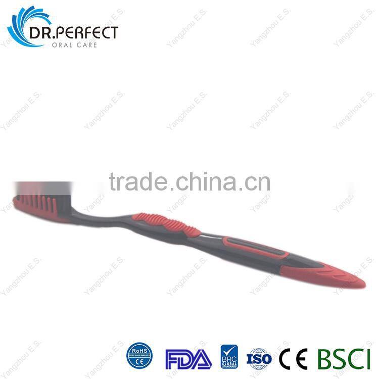 hot sale adult toothbrush with soft rubber handle teeth cleaning