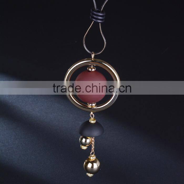 large ball hoop pendant necklace geometric pendant long necklace Korea new design sweater necklace