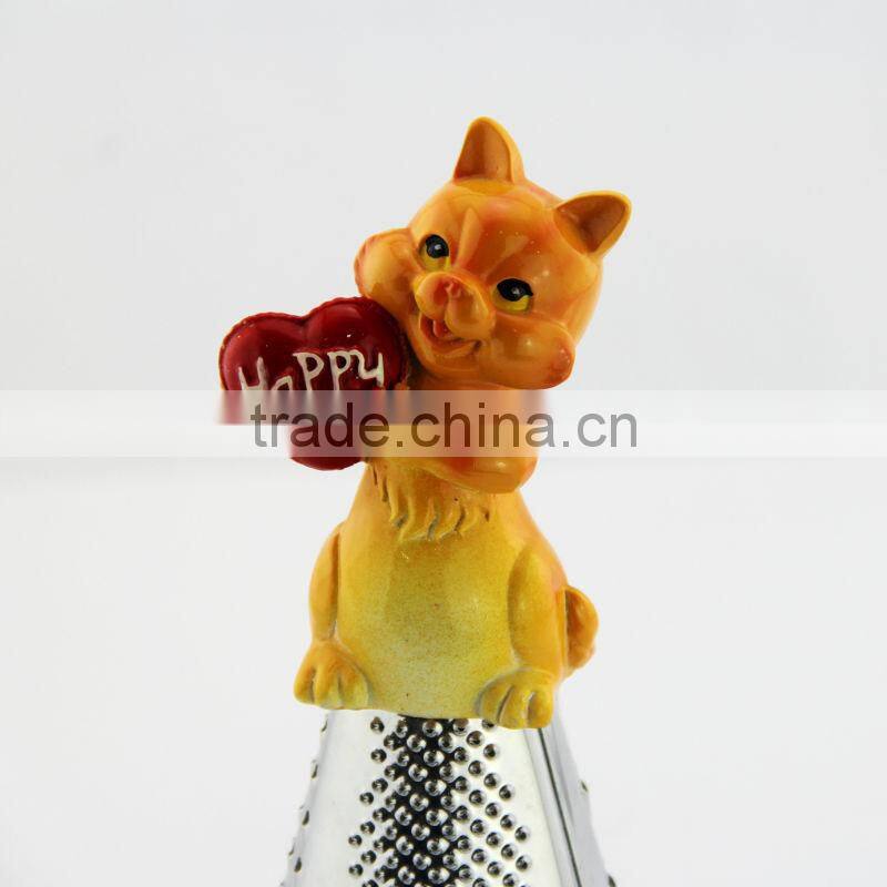 Happy kitten 8 inch resin statue stainless steel kitchen grater EU standard