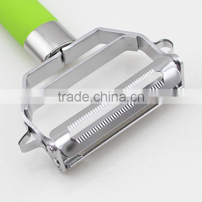 Hot Sale Two Blades Green Rubber Handle Peeler