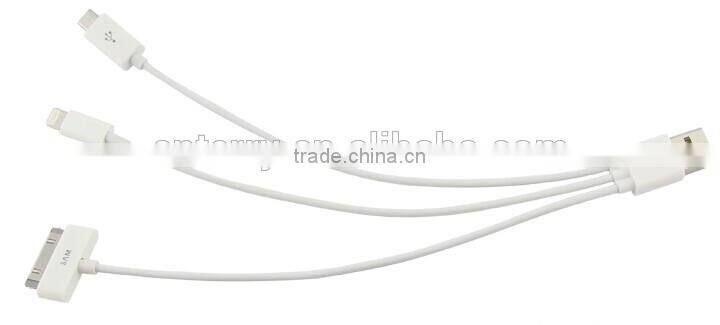 Fashionable multi-function colorful 4 in 1 usb data cable for iphone samsung