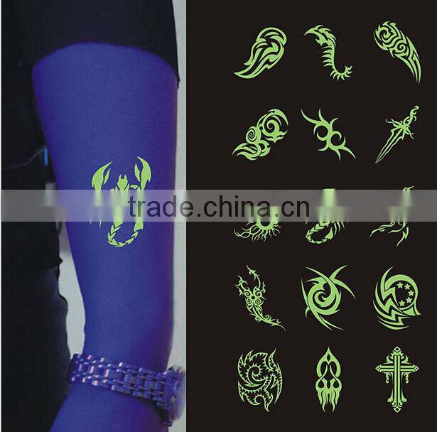 Wholesale Custom Fluorescence tattoo sticker Bar Temporary tattoo sticker