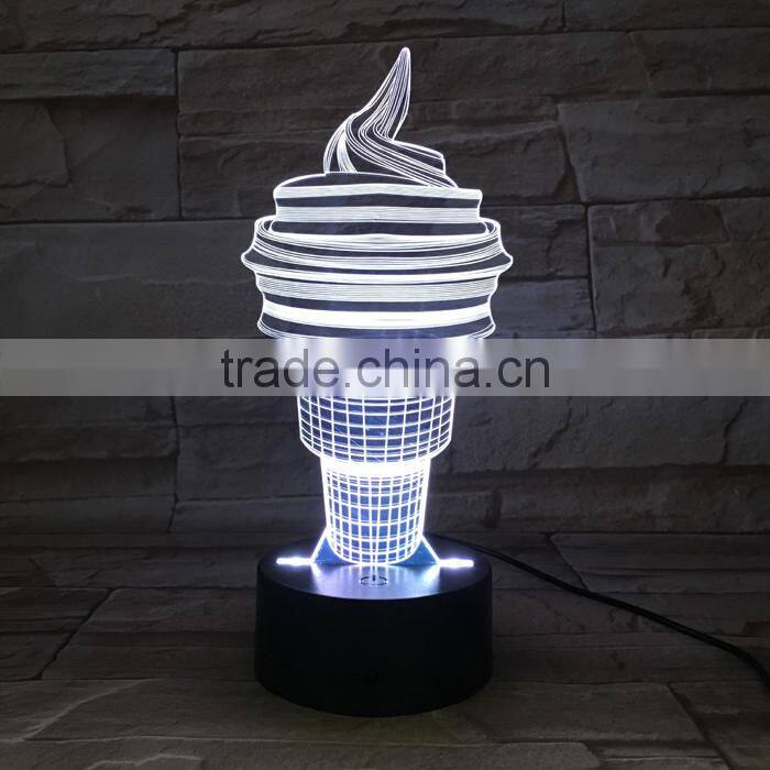 UCHOME 3d Light Model Ice Cream 3d Illusion Table Lighting Lamp