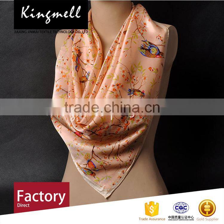 Custom Chinese supplier' digital printing silk satin lady scarf square scarf