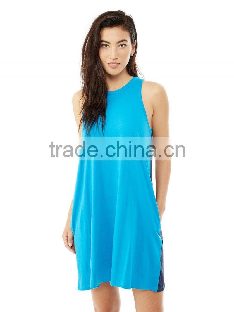 Customized cotton jersey dress/slim fit split side dress/cotton long hoodie dress