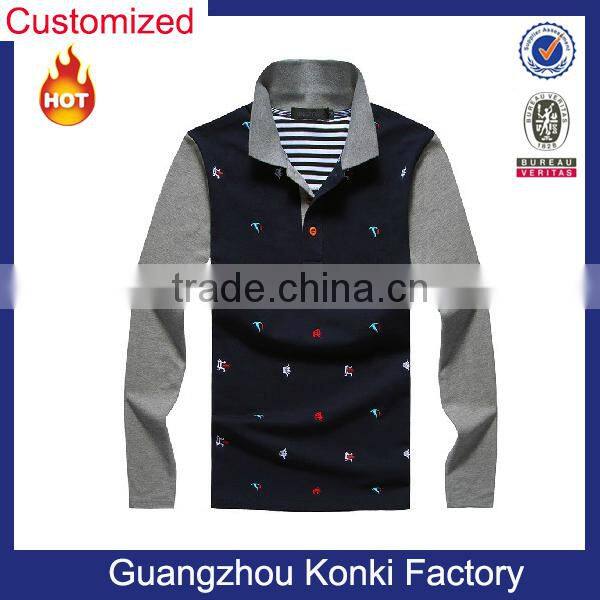 hot sale thick fabric long sleeve quick dry polo t shirt for men