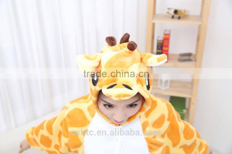 flannel cartoon adult animal jumpsuit animal pajamas jumpsuit giraffe design