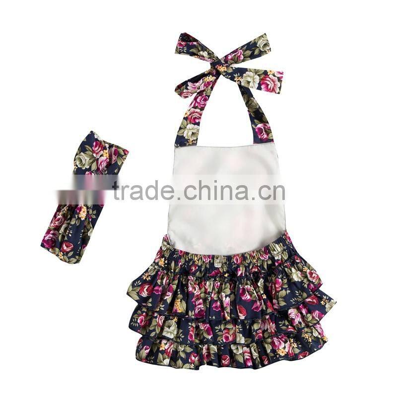 Manufacturers Overseas Baby Boutique Clothes Headband Sets Organic Cotton Floral Sling Romper For The Newborns