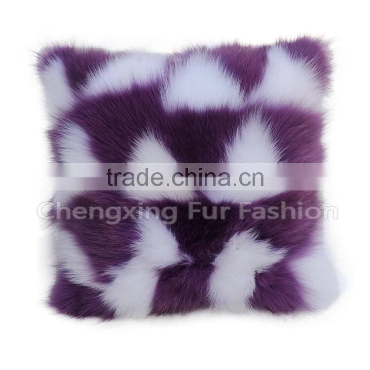 CX-D-55 Home Decoration Pillow Patchwork Real Fox Fur Cushion & Pillow Cover