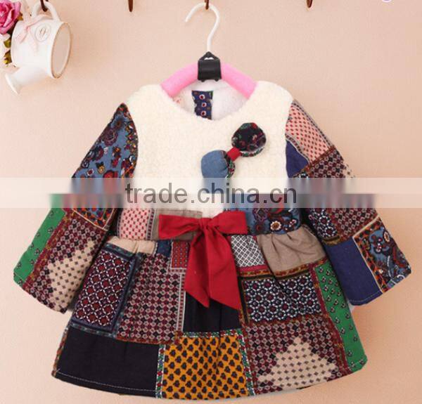 Kids 2016 Hot Selling winter Popular Design Baby Girls velvet Dress wear