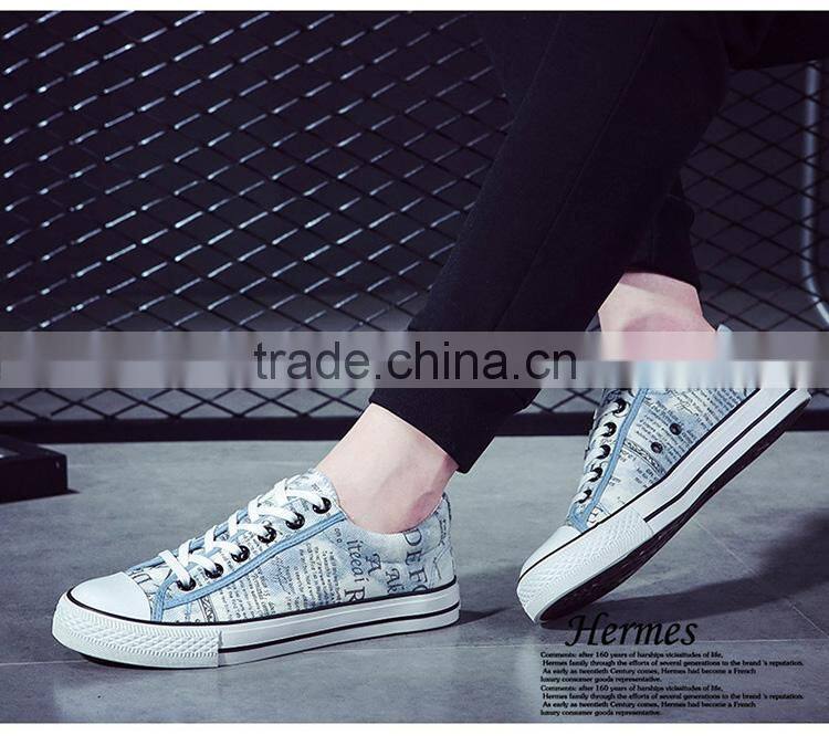 English printing men's casual canvas shoes in good price