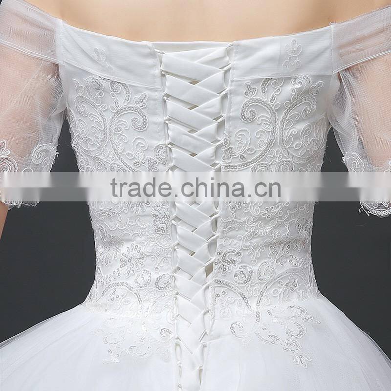 MGOO Elegant Custom Made White Crystal Wedding Dress Ball Gown Beach Bridal Dress Frock Style Tulle Designs Saree