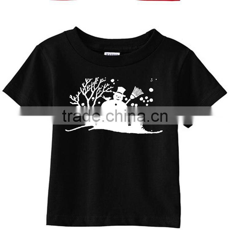 Customzied Christmas snowman printing white and black christmas clothes T shirt kidswear