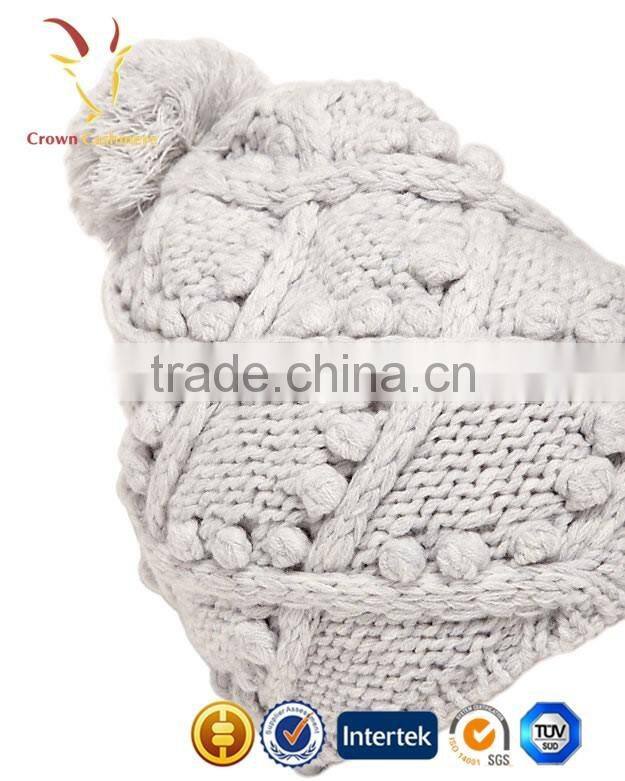 Light Color 100 Cashmere Cable Knitted Winter Hats for Women