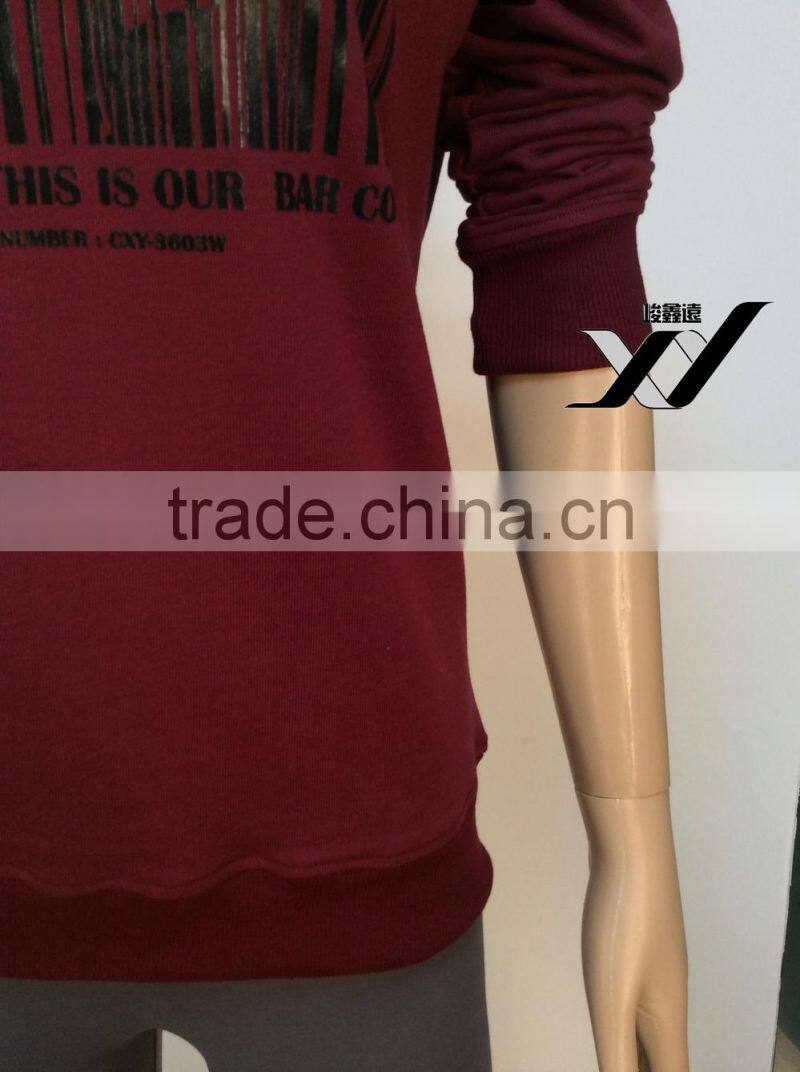 fashion bar code printed women long sleeve sweatshirt without hood