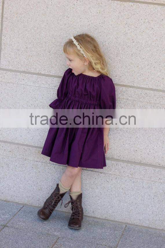 Hot sale baby kids ruffle purple gowns and dresses 3/4 sleeves Christmas kids baby dress girls