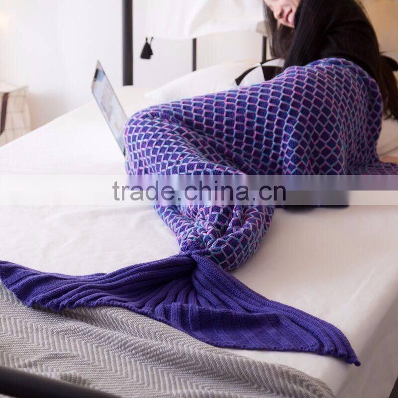 2017 NEW girl Beautiful striped knitted Mermaid Sofa Tail blanket