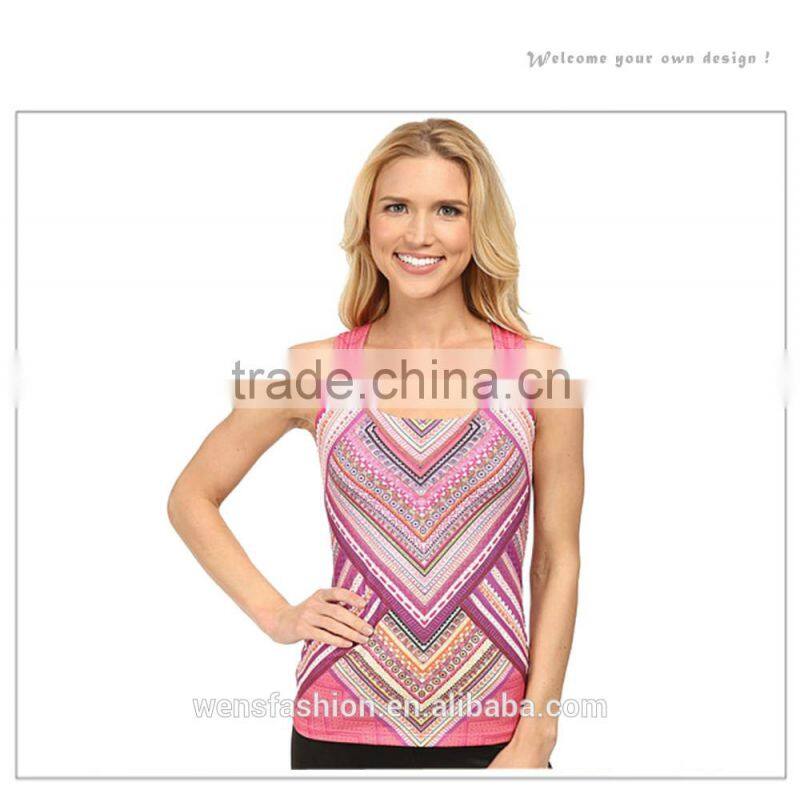 Latest Design Custom Fitness Printed Sexy Women Tank Top Yoga Sportswear